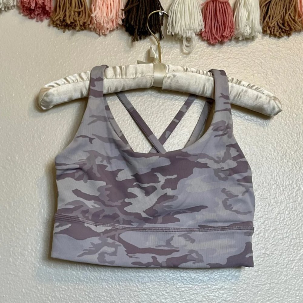 Lululemon Energy Bra Long Line Ribbed Size 8 Camo - Picture 3 of 4